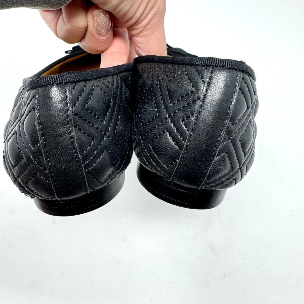 Tory Burch Marion Quilted Leather Ballet Flat Black